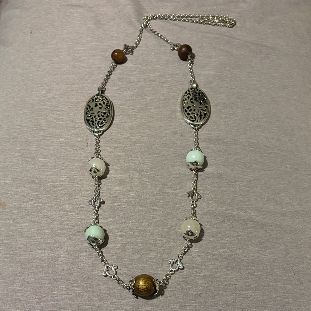 Brighton Elegant Silver and Brown Women's Necklace